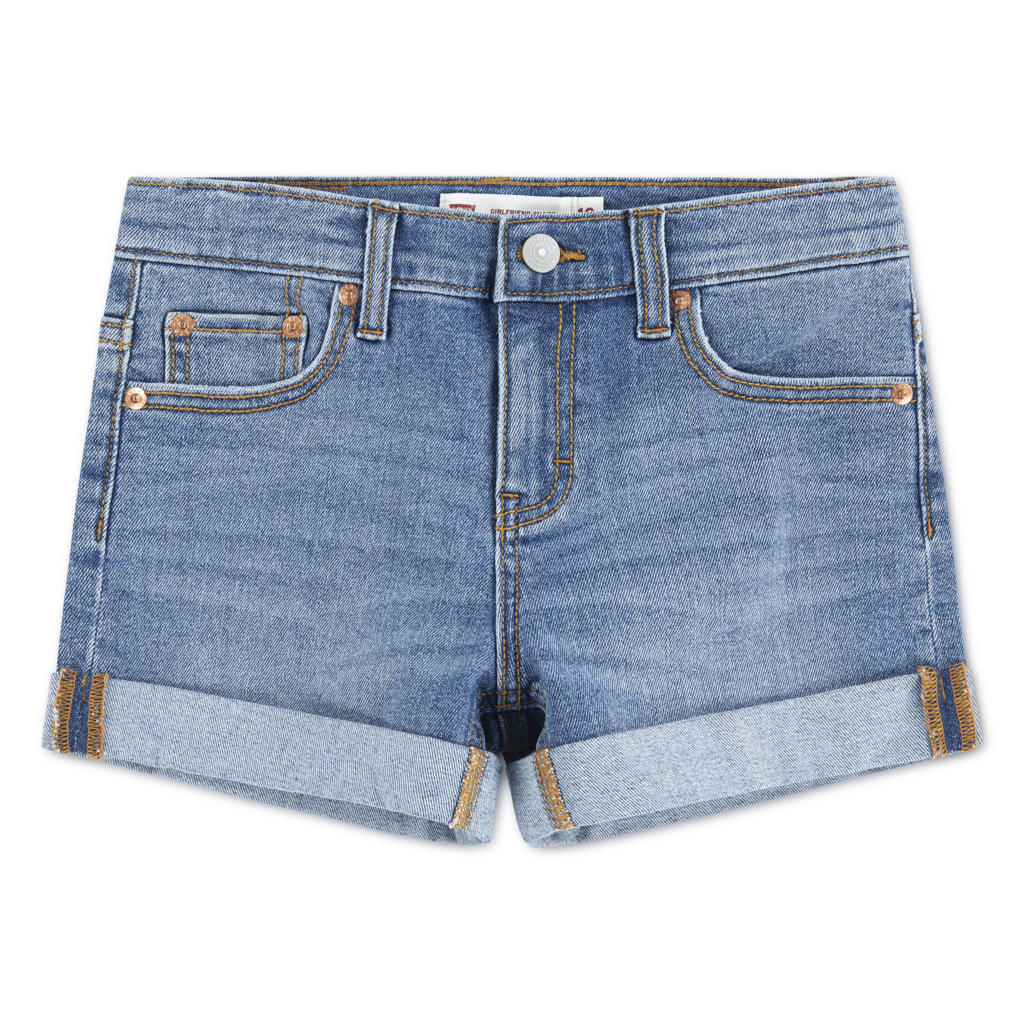 Medium blue denim meisjes Levi's short van denim met rits- en knoopsluiting en effen