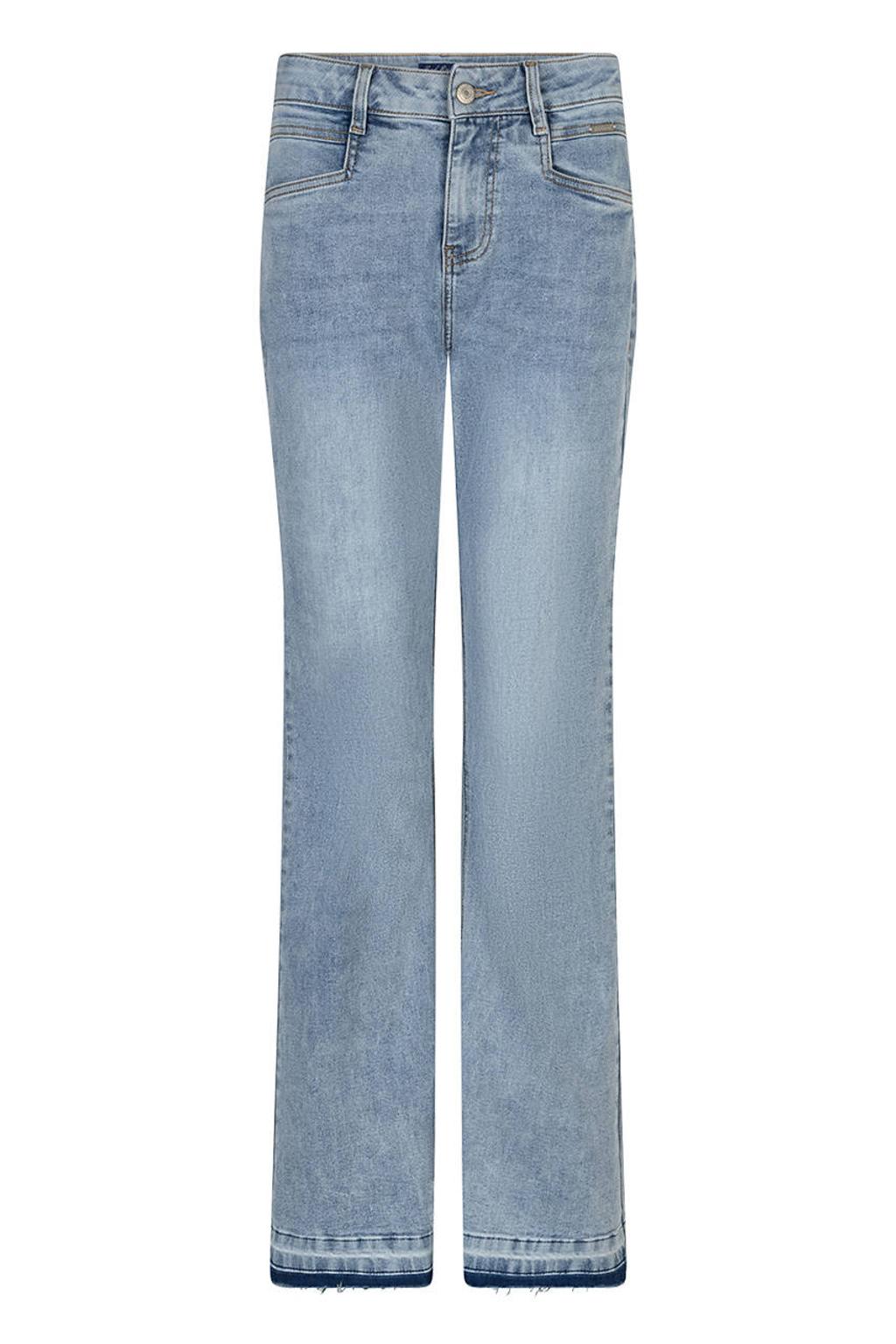 Light blue denim dames Red Button Bibette Released Hem high waist straight leg jeans van denim met rits- en knoopsluiting en effen