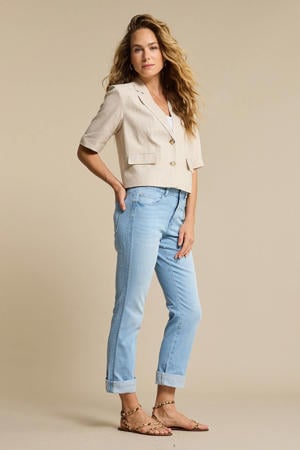 Kate Fancy Stitching slim fit jeans light blue denim