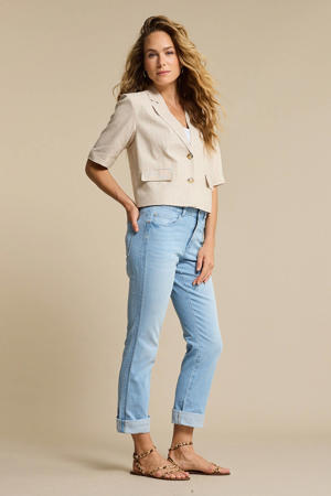 Kate Fancy Stitching slim fit jeans light blue denim
