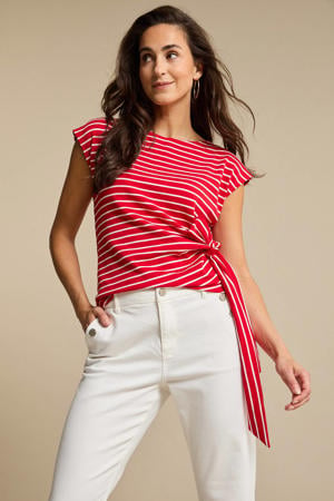 jersey gestreepte top rood gebreid