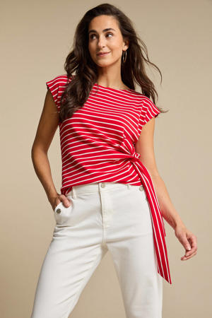 jersey gestreepte top rood gebreid