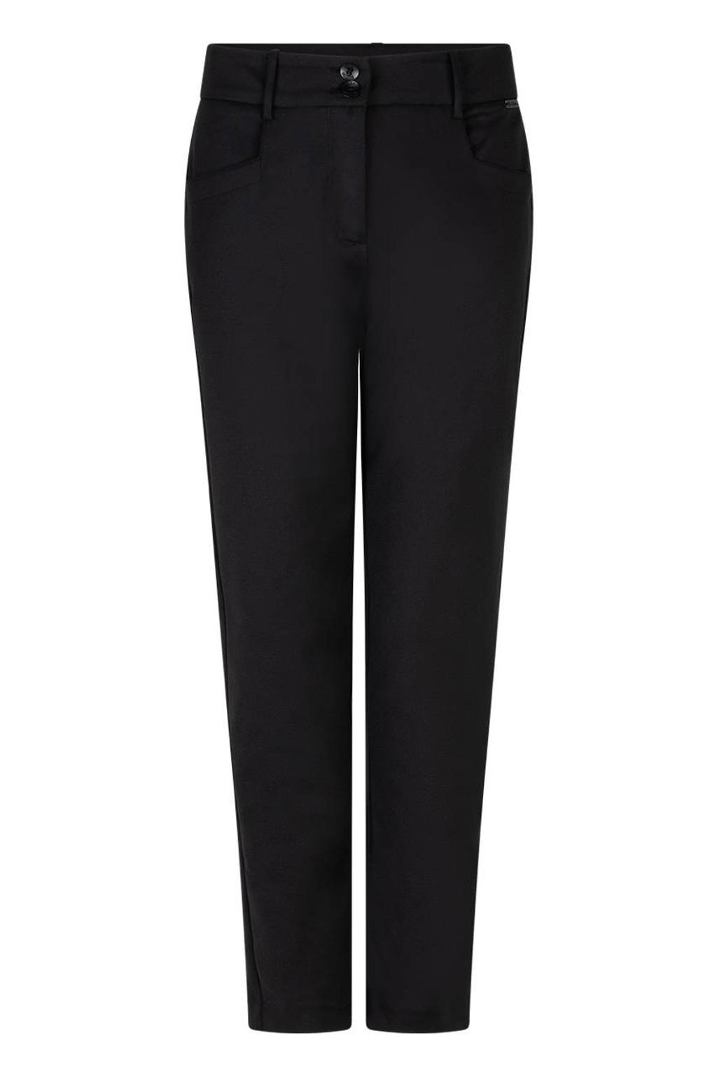 Zwarte dames Red Button straight regular waist broek van polyamide met rits- en knoopsluiting en effen