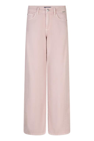 denim wide leg regular waist broek lichtroze