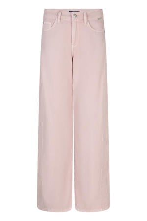 denim wide leg regular waist broek lichtroze