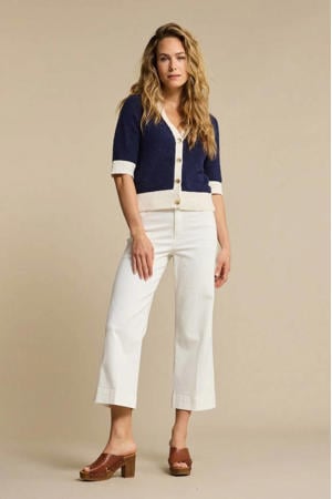 Conny Fancy Stitching Off White L26 cropped jeans ecru