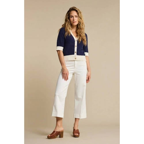 Red Button Conny Fancy Stitching Off White L26 cropped jeans ecru afbeelding