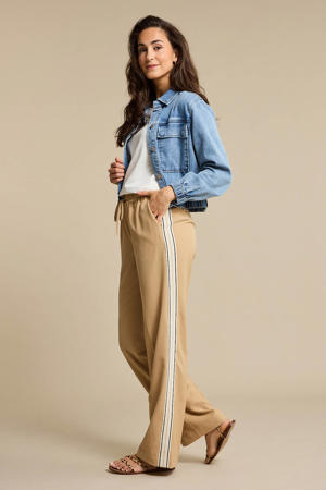 straight regular waist broek zand