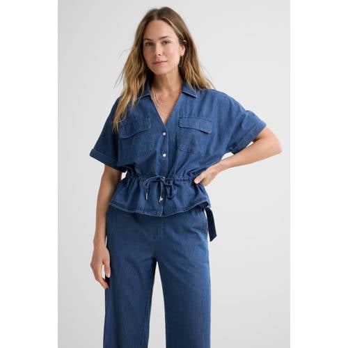 Red Button denim blouse donkerblauw afbeelding