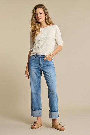 Kim High Hem & scarf loose fit jeans medium blue denim