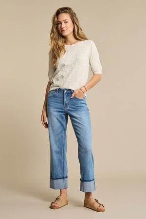 Kim High Hem & scarf loose fit jeans medium blue denim