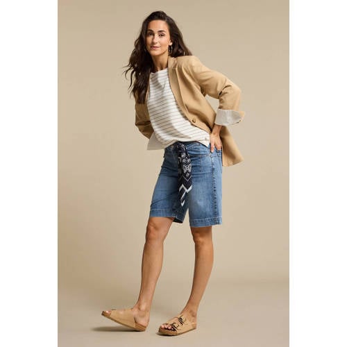 Red Button denim straight regular waist bermuda short medium blue denim afbeelding