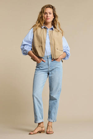 Caitlina Sidepatch Light Blue high waist barrel jeans light blue denim