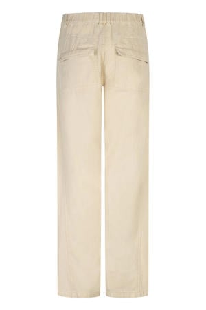denim straight high waist broek zand