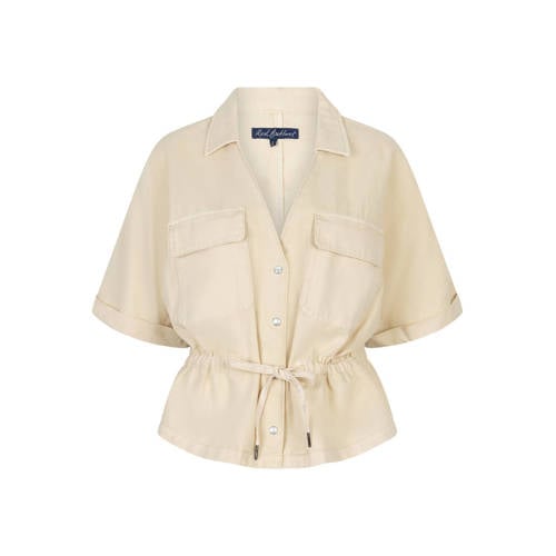 Red Button blouse beige afbeelding