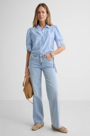 Colette & Belt White Bleach straight leg jeans light blue denim