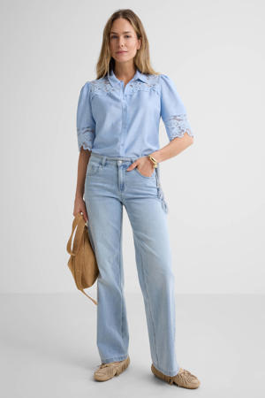 Colette & Belt White Bleach straight leg jeans light blue denim