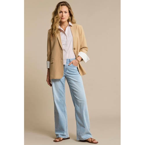 Red Button Colette & Belt White Bleach straight leg jeans light blue denim afbeelding