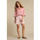 Red Button denim straight high waist short lichtroze