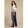 Red Button wide leg high waist gestreepte casual broek donkerblauw