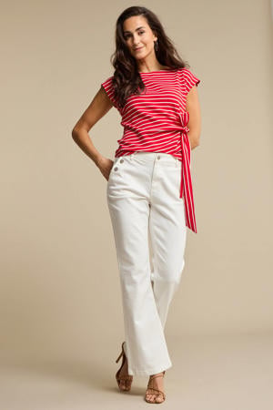Bibette Off-White & Buttons high waist flared jeans ecru