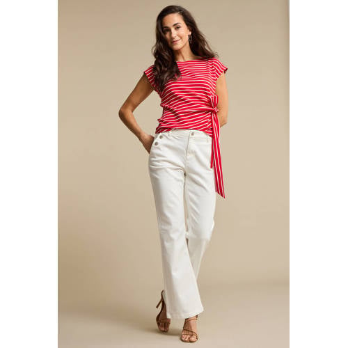 Red Button Bibette Off-White & Buttons high waist flared jeans ecru afbeelding