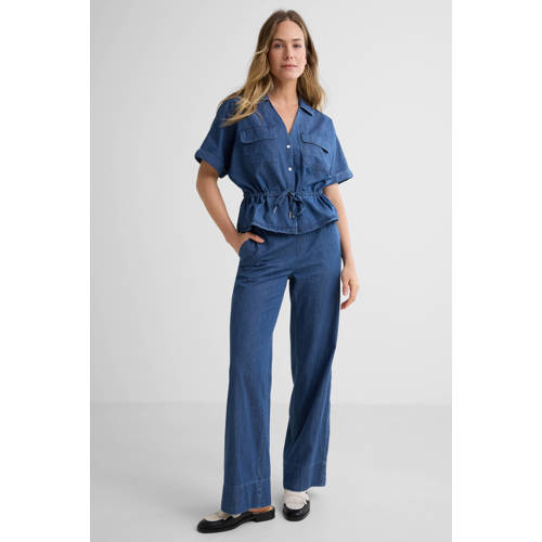 Red Button Claudette Palazzo Denim rinse wide leg jeans donkerblauw afbeelding