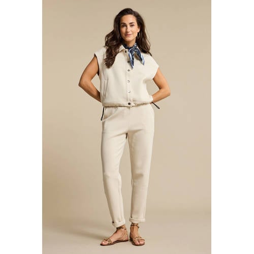 Red Button high waist casual broek beige gebreid afbeelding