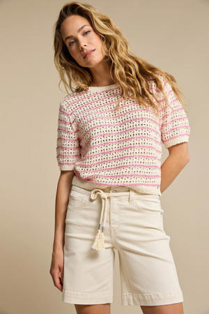 denim straight high waist short ecru