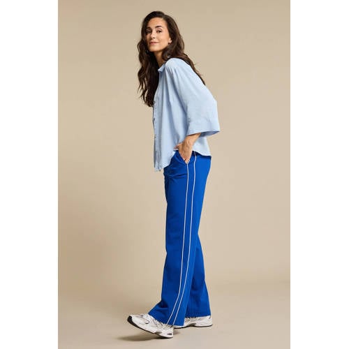 Red Button wide leg regular waist gestreepte casual broek blauw afbeelding