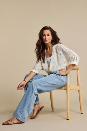 Colette Elastic Waistband Denim straight leg jeans lichtblauw