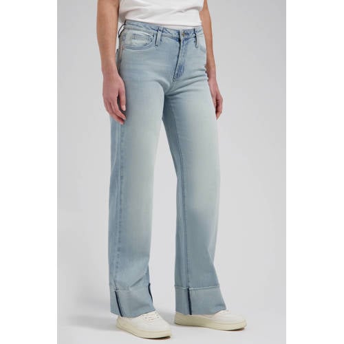 Florez Sophie Straight Roll Up straight leg jeans light blue denim afbeelding