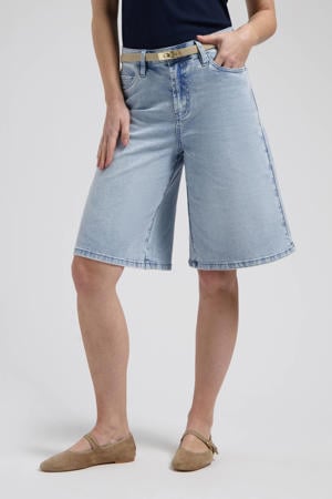 straight regular waist short light blue denim