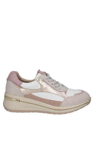 Danica leren sneakers wit/beige/roze