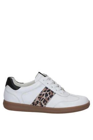 Manou leren sneakers wit/panter