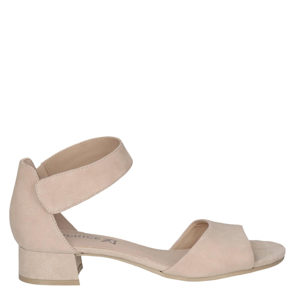 Beige dames Caprice leren sandalettes met klittenband