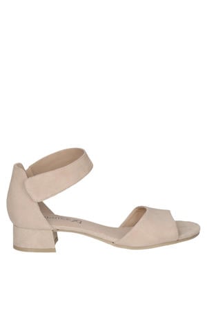 leren sandalettes beige