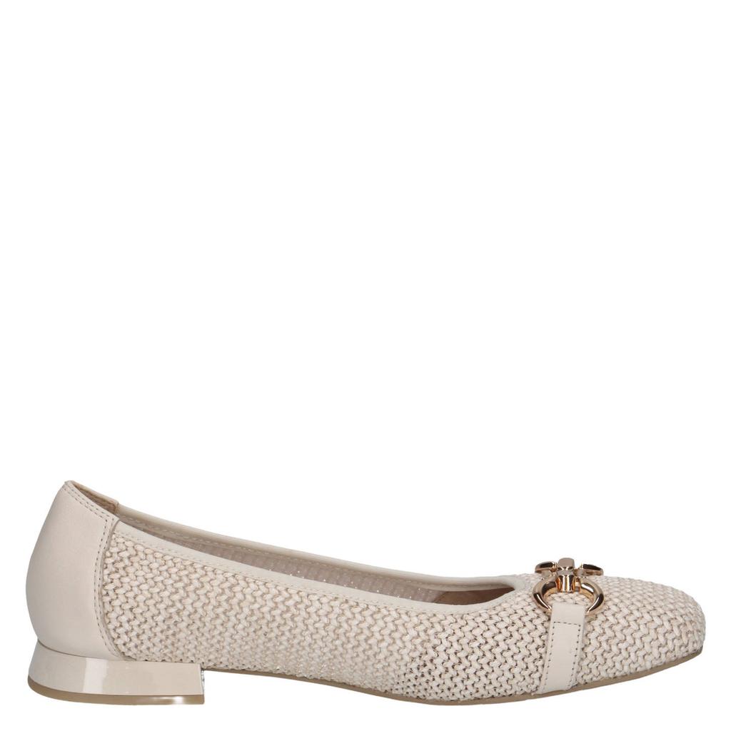 Ecru dames Caprice ballerina's van leer en textiel