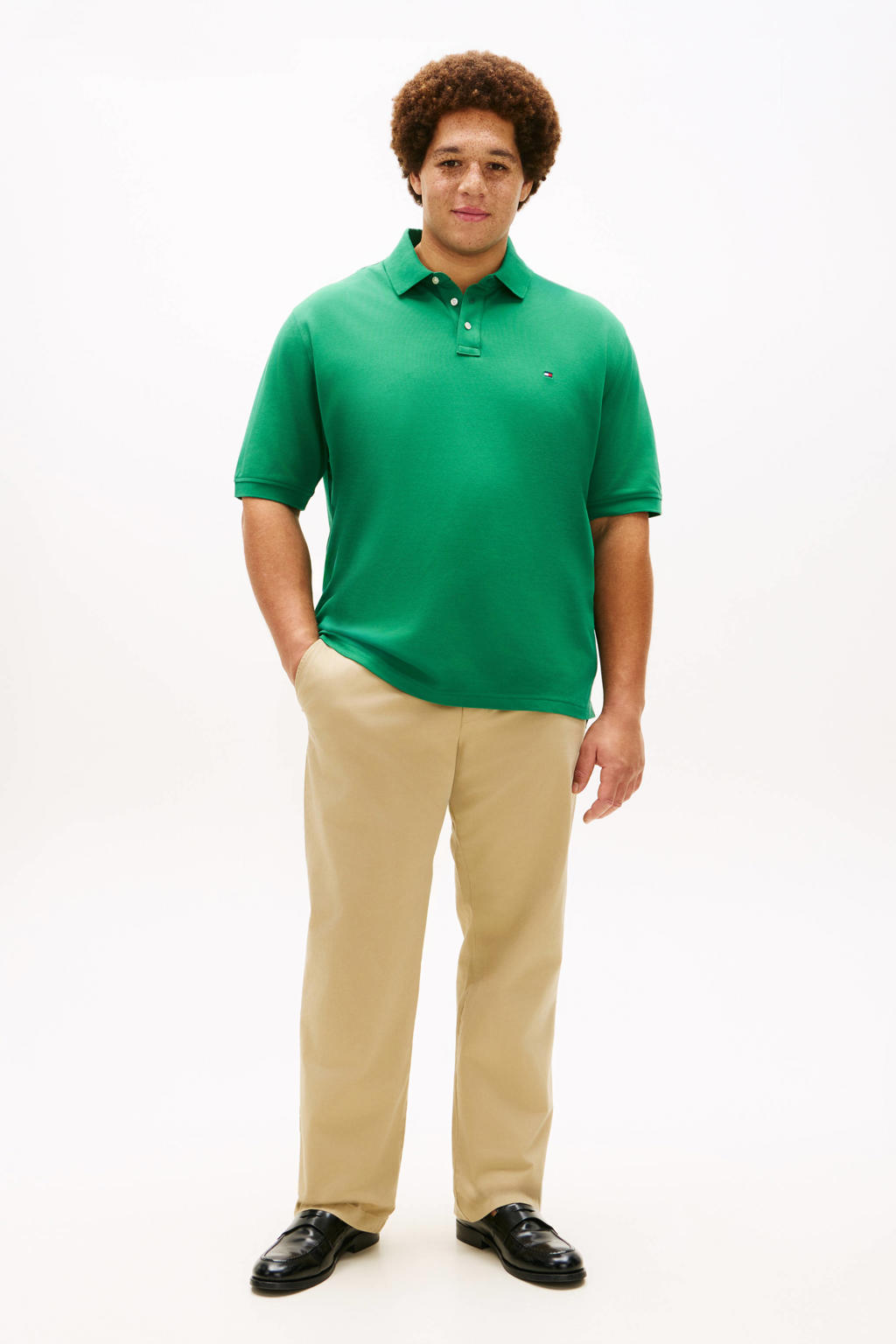 Groene heren Tommy Hilfiger Big & Tall regular polo Plus Size van katoen met effen en korte mouwen