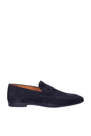 suède loafers donkerblauw