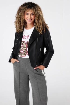 imitatieleren bikerjack zwart