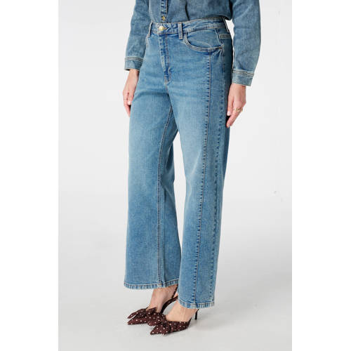 MS Mode high waist straight leg jeans medium blue denim afbeelding