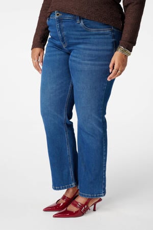 high waist slim fit jeans medium blue denim