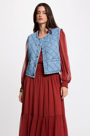 gilet medium blue denim quilted