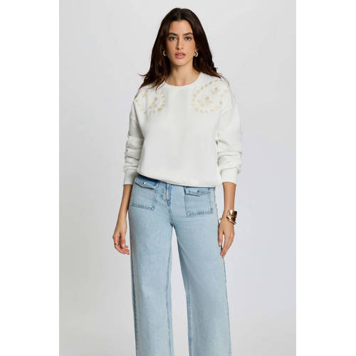 Morgan sweater ecru broderie afbeelding