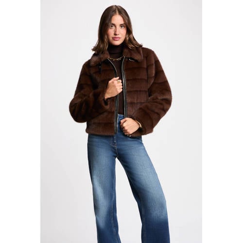 Morgan faux fur jas bruin afbeelding