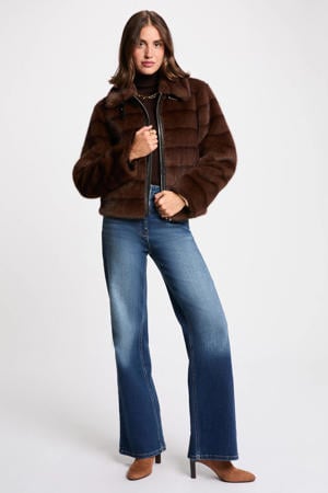 faux fur jas bruin