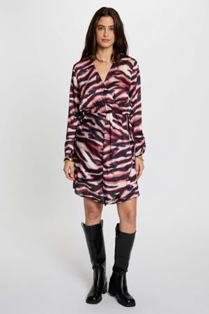 korte jurk met zebraprint zwart