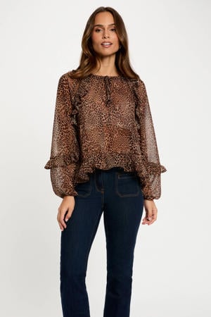 top met panterprint bruin