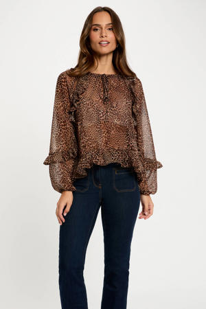 top met panterprint bruin